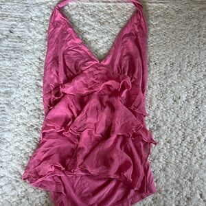Pink Ruffled Halter Top